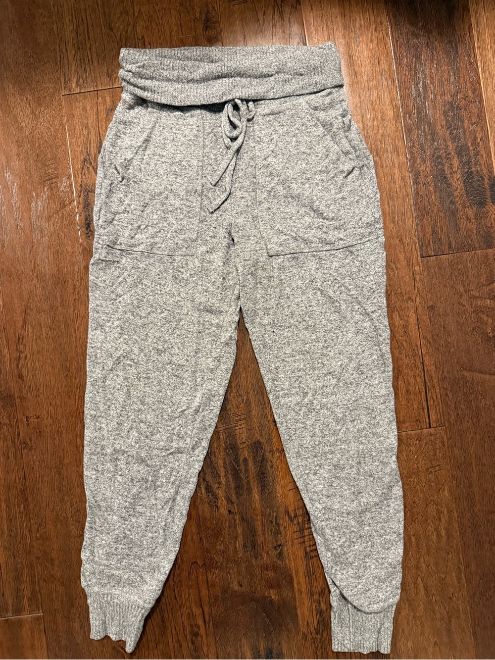 Aerie Gray Knit Jogger Pants with Drawstring Waist